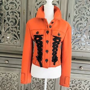 Proenza Schouler orange black laced jacket 4
